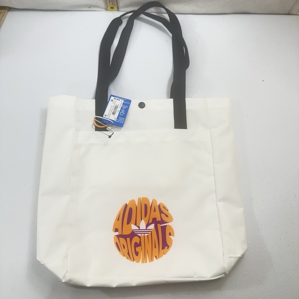 Adidas Originals Recycled Plastic Tote White/Orange/Pink‎ 11x13 Snap Closure